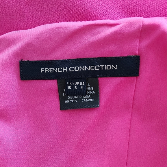 FRENCH CONNECTION HOT PINK FUCHSIA LINED FITTED CUTOUT MINI SHORT DRESS 6 - Picture 14 of 14